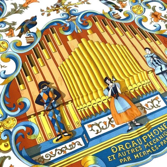 HERMES Carre90 ORGAUPHONE AND MECHANIQUES instruments Scarf Unused - Picture 8 of 14